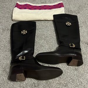 Tory Burch Eloise riding boot with galleon leather size 7.5 color coconut